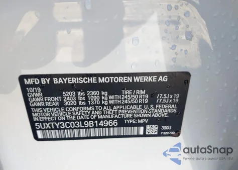 2020 BMW X3 Sdrive30I from USA, damaged, VIN 5UXTY3C03L9B14966